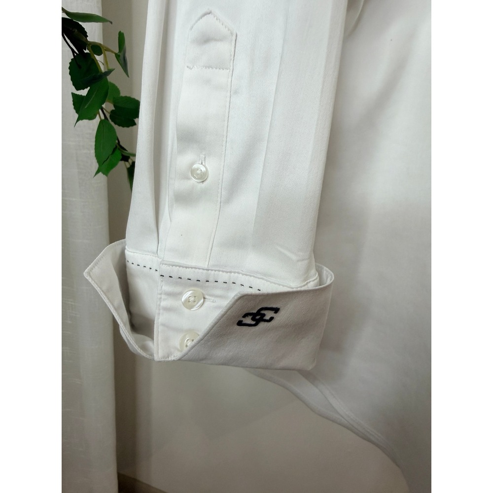 Chicos No-Iron Chic Stretch White Button Down Shirt Pick Stitch Size 1.5 Medium - Picture 6 of 9